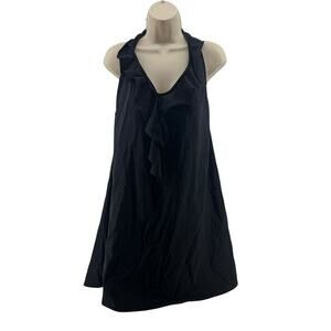 Always for Me Black Swim Dress Halter Ruffle Neck Slimming Womens 20W